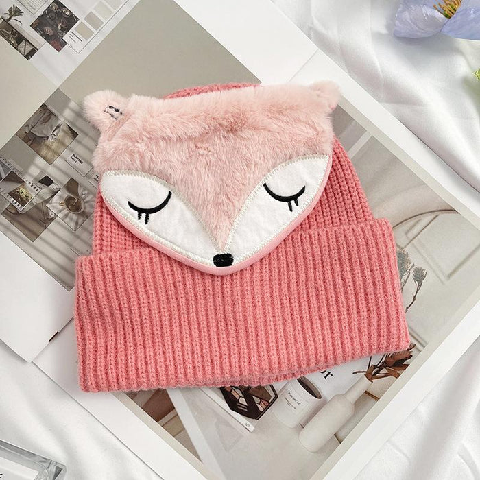 Cartoon Animal Face Kids Winter Warm Crochet Beanie