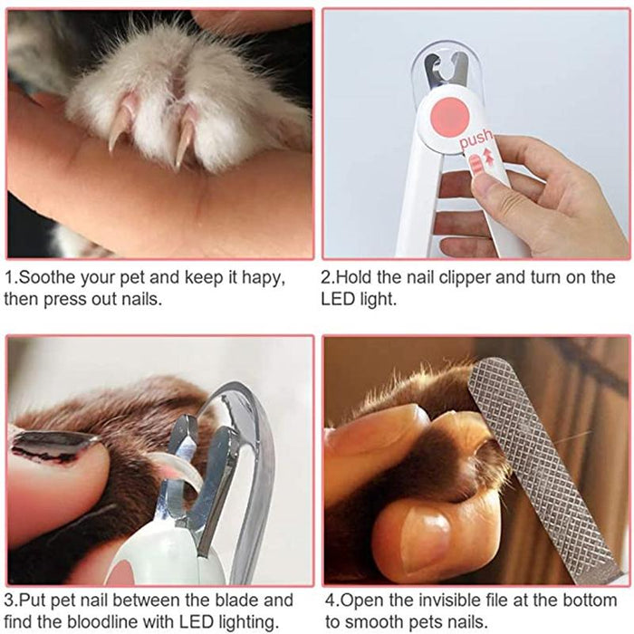 Pet Nail Clipper Scissors LED Light Nail Trimmer
