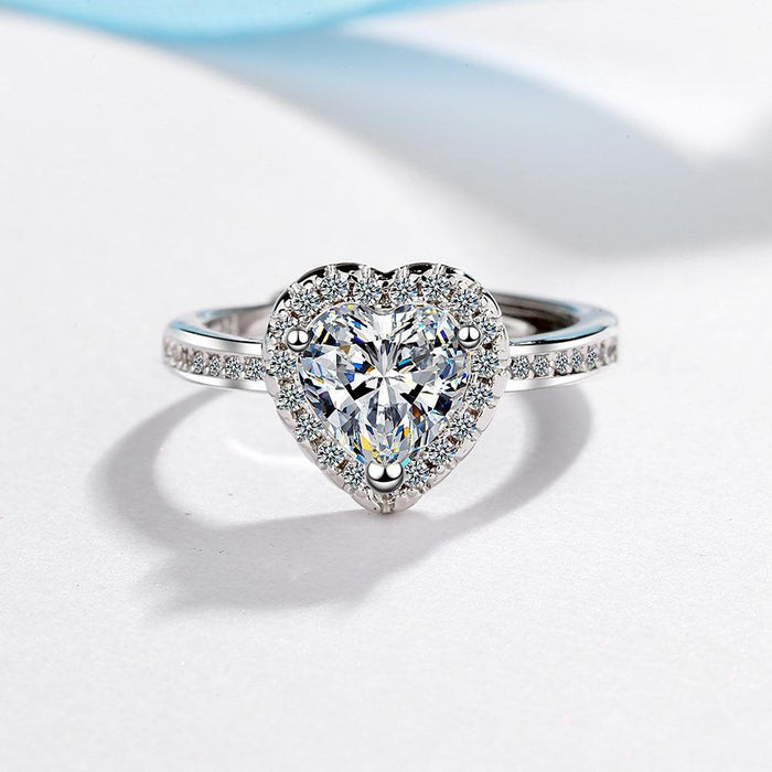 New Creative Wide-faced Rhinestone Heart Ring