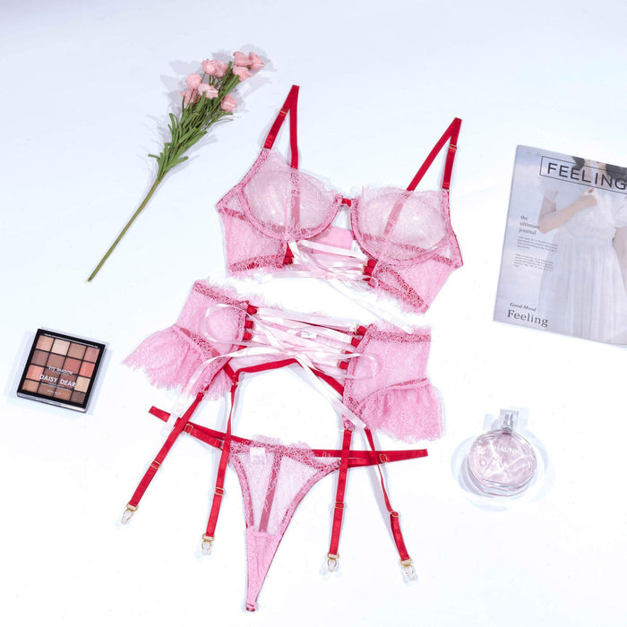 Fashion Sexy Lingerie Eyelashes Lace Underwear Set