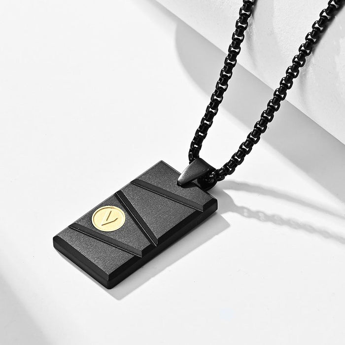 Men's Square Bevel Frosted Titanium Steel Pendant Necklace