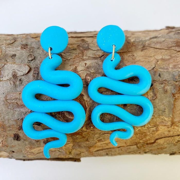 New Snake Shaped Soft Ceramic Snake Shaped Clay Earrings