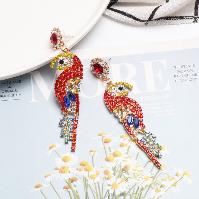 Fashion Personality Animal Bird Female Earrings Accessories Inlaid Rhinestone