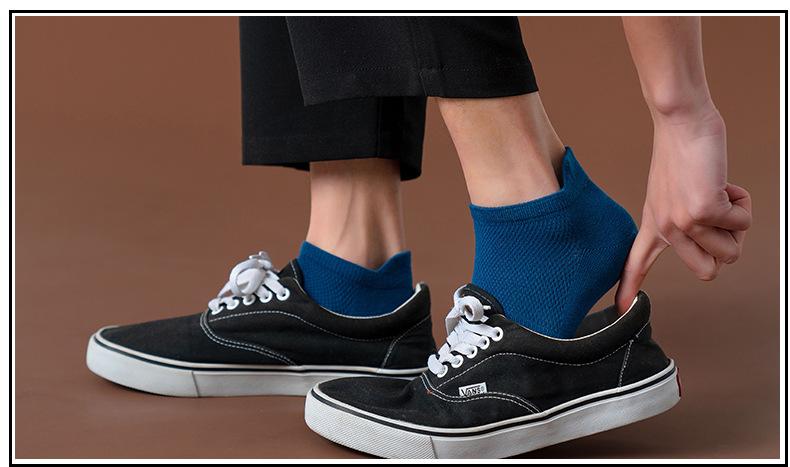 Summer Thin Socks Solid Color Sweat Absorbing Breathable Boat Socks