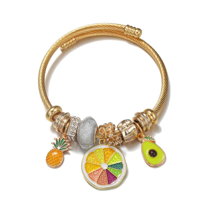 DIY Stainless Steel Gold Bracelet Summer Fruit Party Bracelet