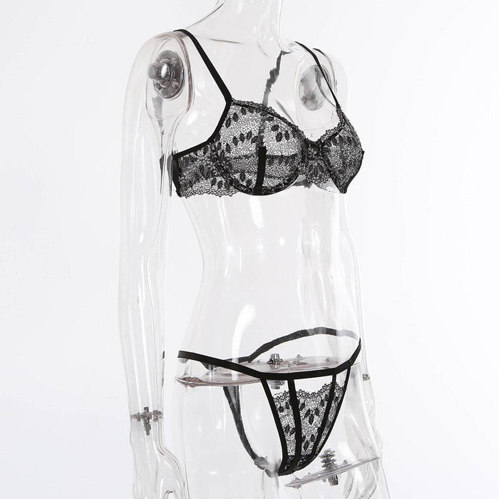 Two-color Lace Mesh Underwear Sexy Stitching Lingerie Set