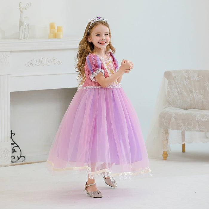 Snow white snow and ice long hair Princess Dress