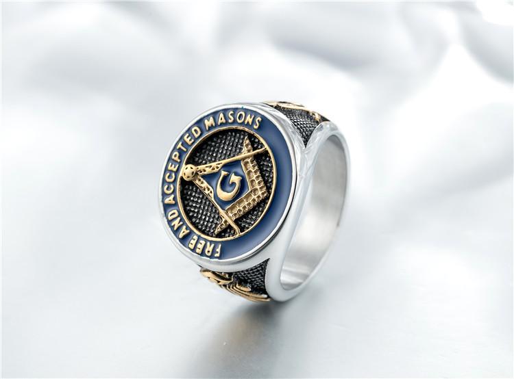 Personality Retro Masonic Logo Men's Titanium Steel Ring
