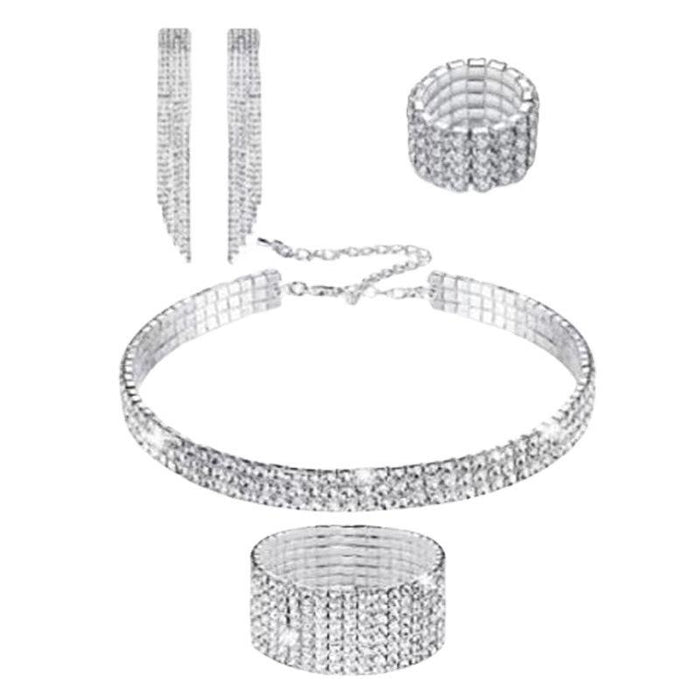 New Women's Jewelry Bracelet Ring Earring Neck Chain Four Piece Set