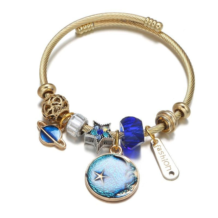Planet Moon Pendant Open Adjustable Bracelet