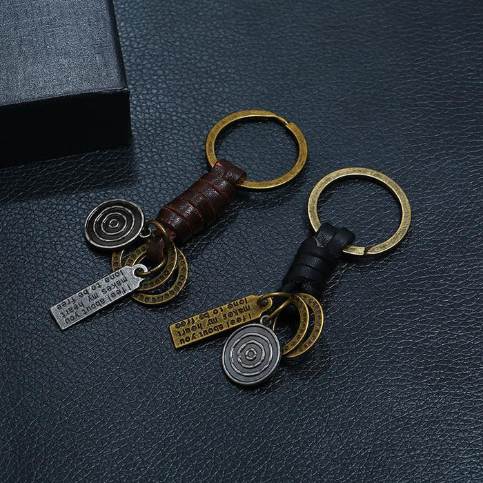 Hand woven key chain accessories retro versatile leather key chain pendant accessories