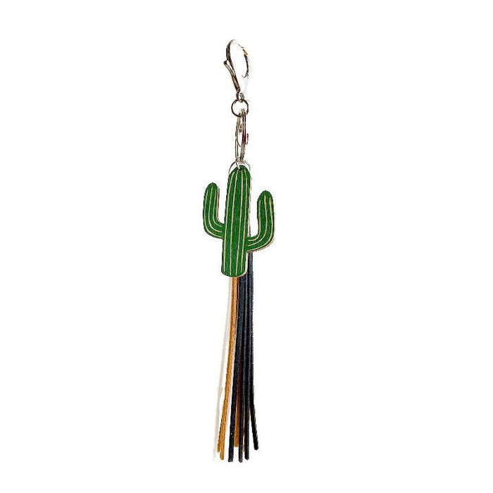 Western Style Keychains Wooden Pendant Leather Tassel Gift