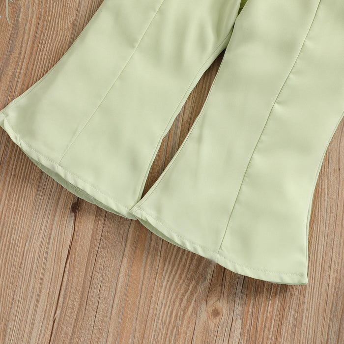 Suspender blouse pit strip coat green horn trousers two-piece set