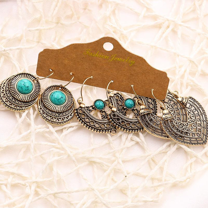 3 pairs/set Earrings Bohemian Style Jewelry X0X36214