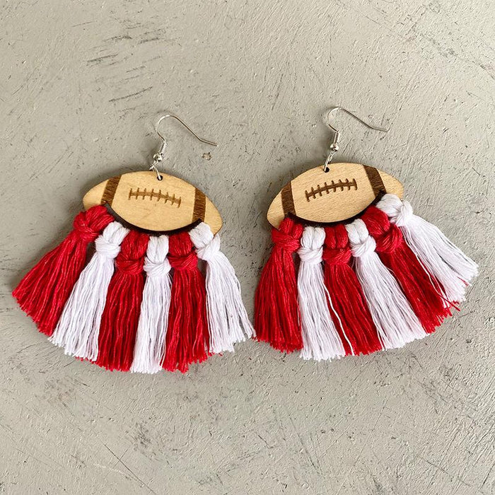 Vintage Braided Wooden Tassel Earrings for Women