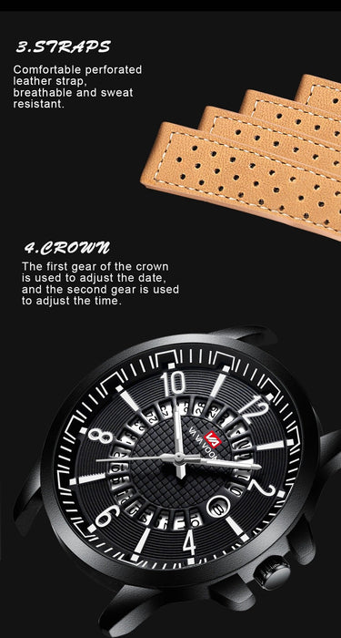 Creative Calendar Sports Watch Men's Breathable Eyelet Belt Watch