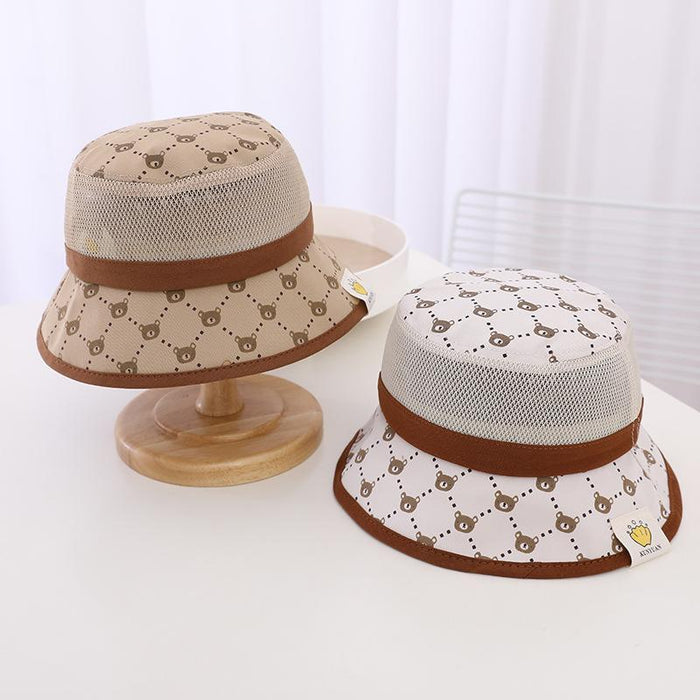 Summer Sunshade Wired Bear Print Children's Mesh Hat