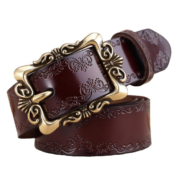 New Two-color Retro Embossed Wide Belt