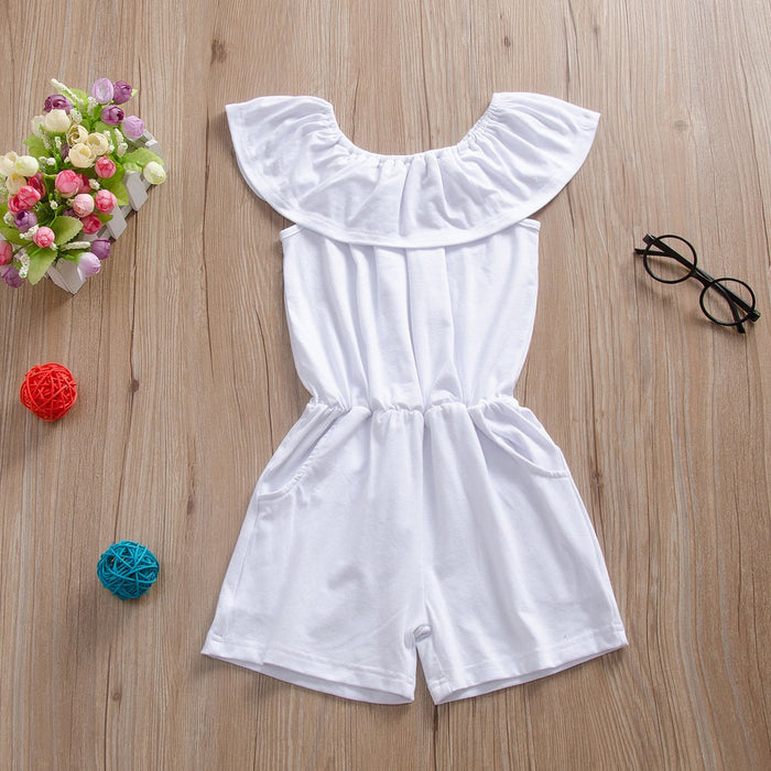 Solid colour lotus leaf collar Jumpsuit sleeveless Jumpsuit