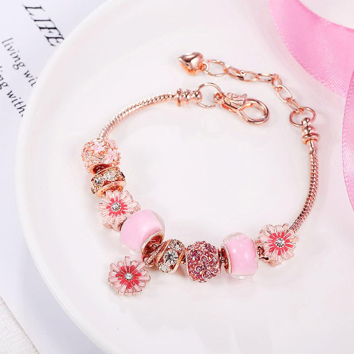 Pink Small Flowers Small Daisy Bracelet