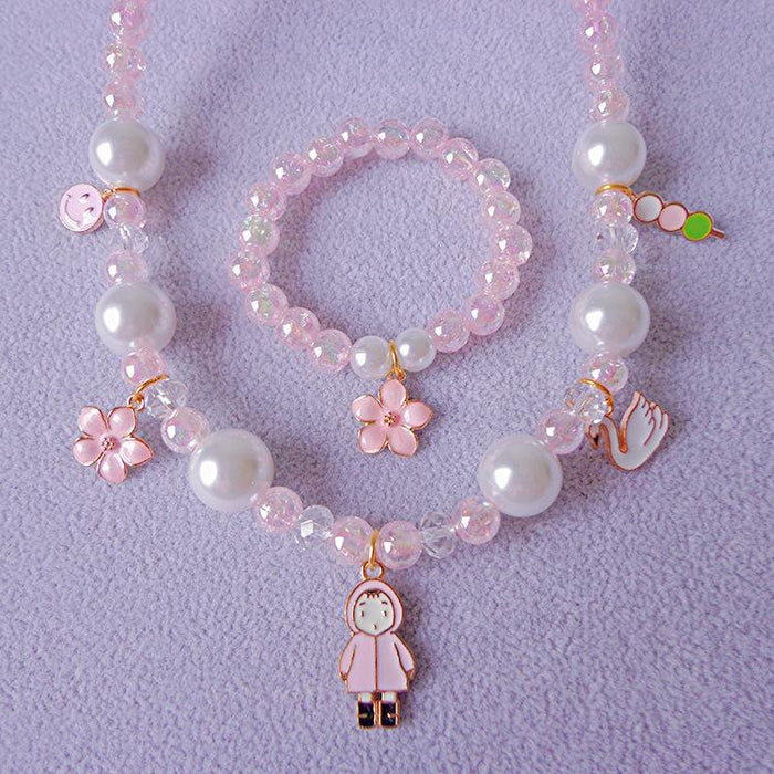 Children's Necklace Bracelet Set Cartoon Candy Color Beaded Necklace