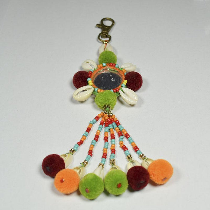 Bohemian Shell Plush Ball Bag Hanging Tassel Hand Woven Keychains