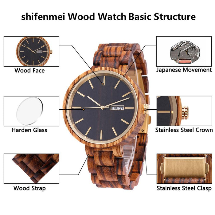 New Calendar Wooden Watch Men's Sports Watch Outdoor