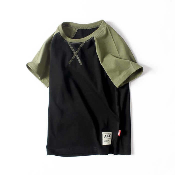 Children's short sleeved contrast top