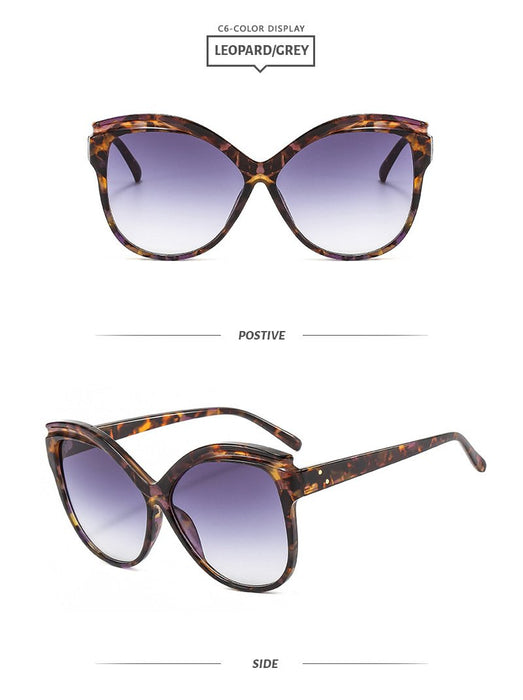 Large butterfly frame cat's eye women's color Sunglasses