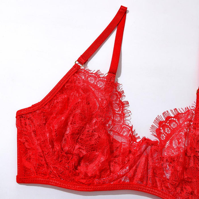 Fashion Sexy Lingerie Eyelashes Lace Underwear Set