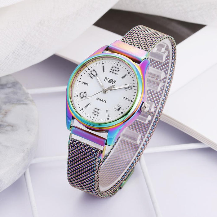 Novel Gradient Digital Elastic Steel Band Quartz Watch