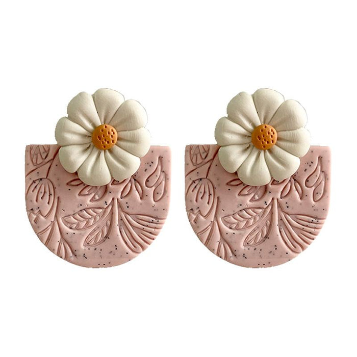 Handmade Flower Shaped Polymer Clay Earrings