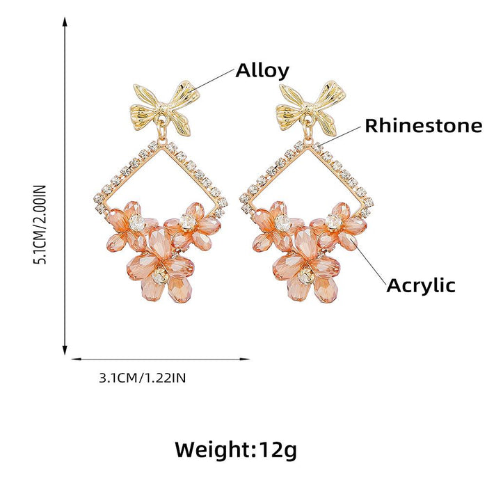 Exaggerated Floral Rhinestone Alloy Plated Stud Earrings