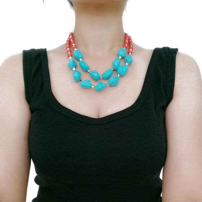 Women's Jewelry Turquoise Exaggerated Retro Necklace Accessories