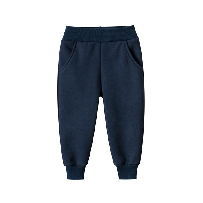 Solid colour children's sports pants boys' Plush casual pants
