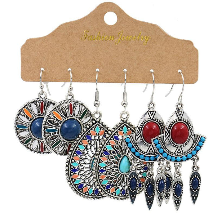 Three-Piece Metal Drop Earrings Set Jewelry