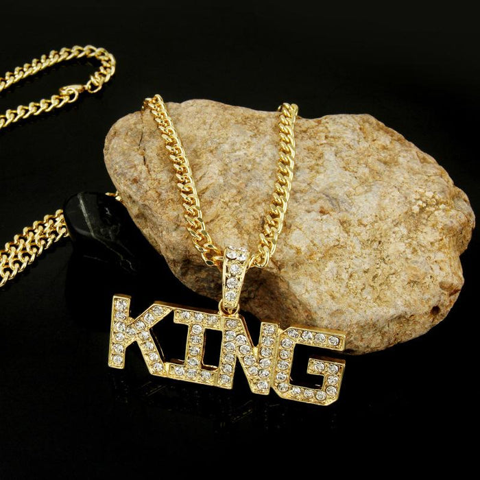 Punk Hip-hop Letter Full Diamond Necklace