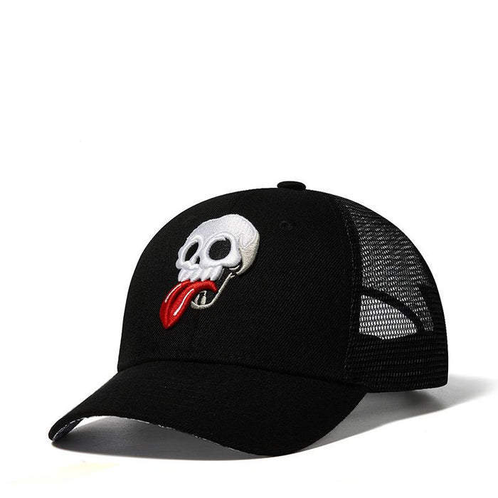 New Skull Embroidered Baseball Cap Net Cap Duck Tongue Cap