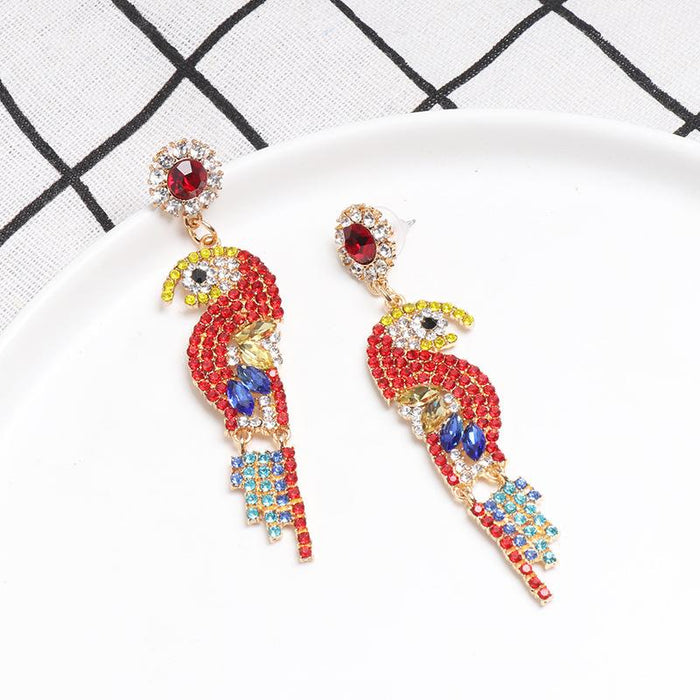 Fashion Personality Animal Bird Female Earrings Accessories Inlaid Rhinestone