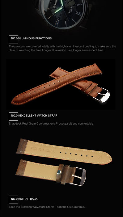 Mens Watches Luxury Blue Glass Waterproof Wristwatch