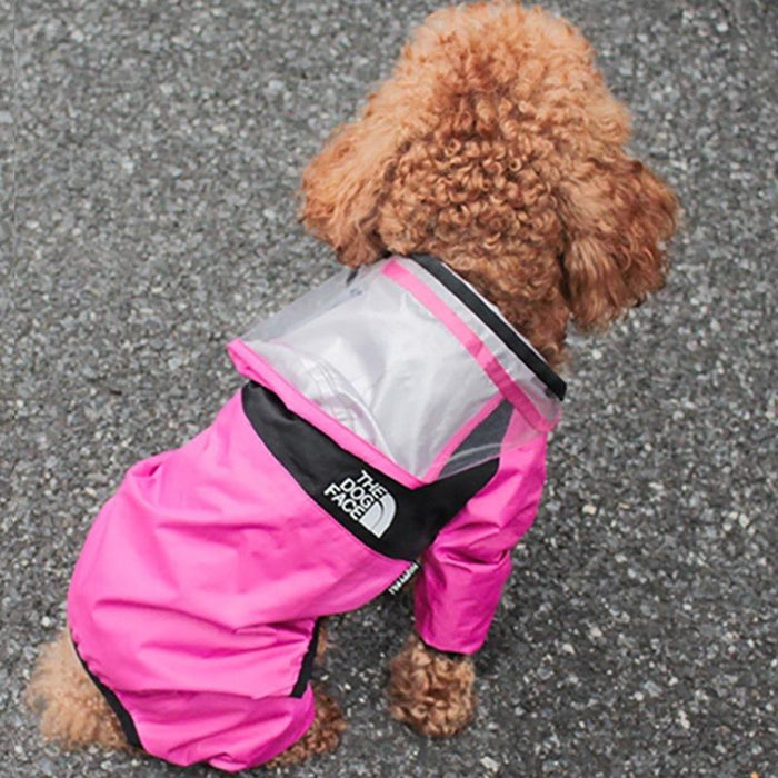 Dog Waterproof Raincoat Jumpsuit Reflective Raincoat Hooded