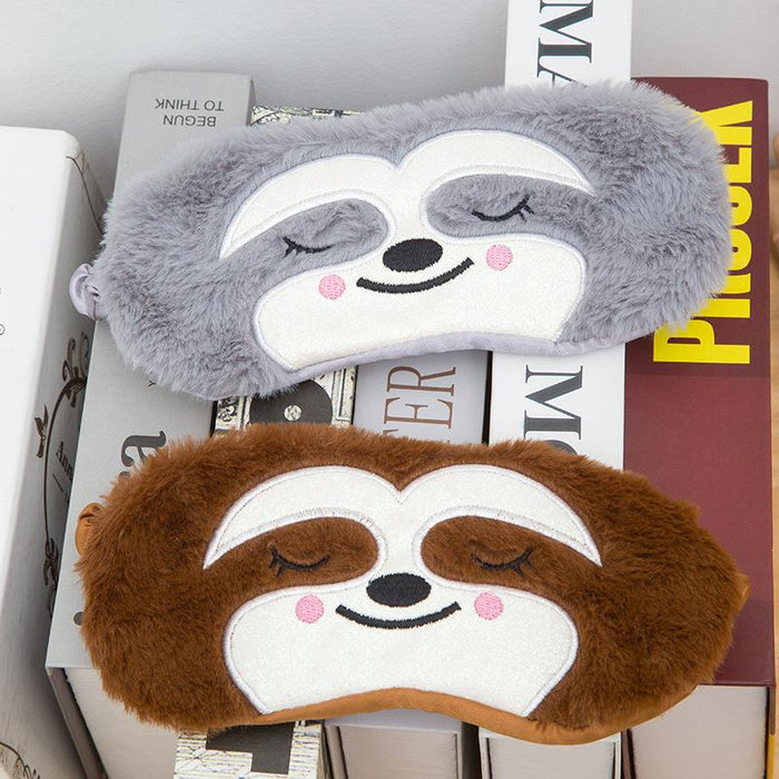 Cute Cartoon Plush Sleeping Panda Sloth Embroidery Eye Mask