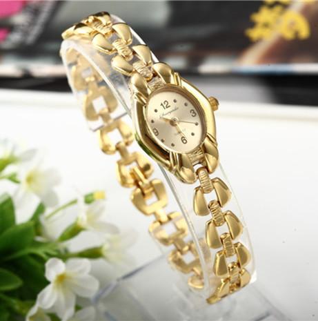 Gold Plated Women Bracelet Wristwatch