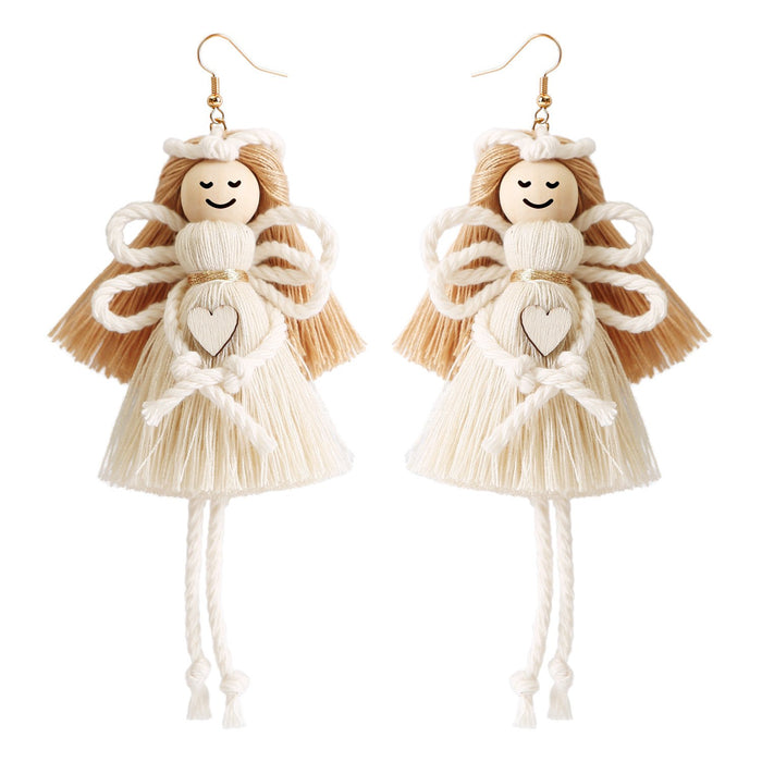 Cotton Rope Hand Woven Tassel Angel Earrings