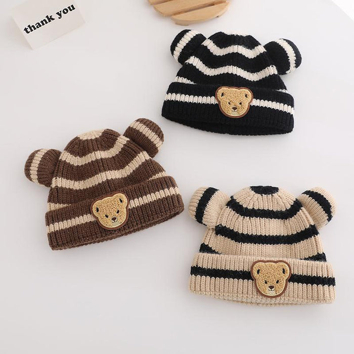 Striped Bear Kids Knit Hat