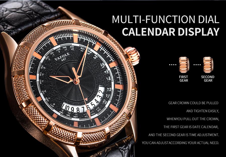 Fashion Casual Mens Watches Top Brand Luxury YAZOLE Waterproof Calendar Designer Business Watches