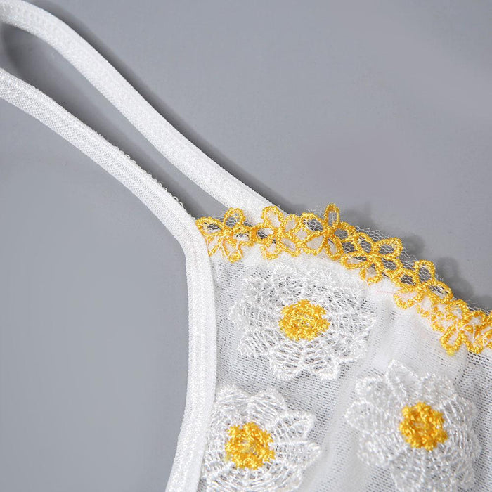 Sexy Garter Underwear Three-Piece Set Embroidered Lingerie