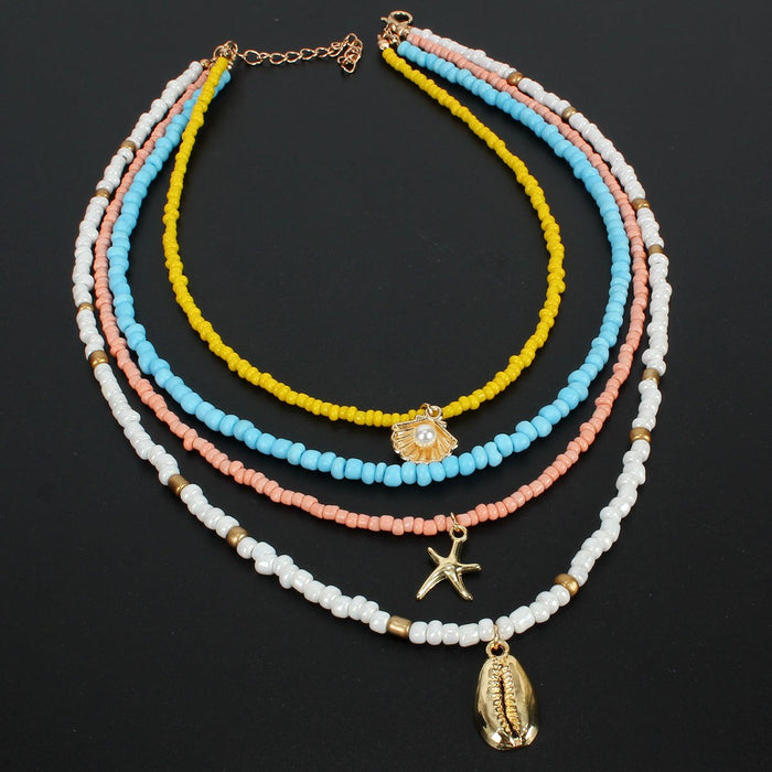 Female Exaggerated National Style Beaded Shell Starfish Necklace Accessories
