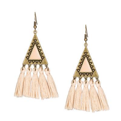 Fashion Ethnic Wool Tassel Pendant Earrings Jewelry