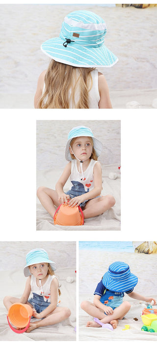 Children's Anti Ultraviolet Sunscreen Striped Bucket Hat